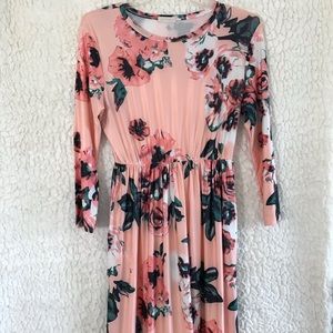 Pink Floral Maxi Spring Dress